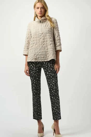 JOSEPH RIBKOFF Pants|Winter Style-ABSTRACT PRINT PULL-ON PANTS BLACK-MOONSTONE