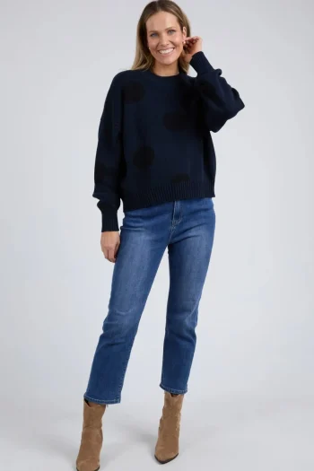 ELM Winter Style-AGGIE SPOT KNIT NAVY