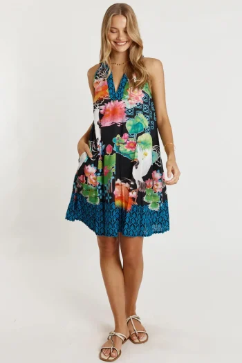 LULA LIFE Dresses-AKIKO SUNDRESS OCEAN