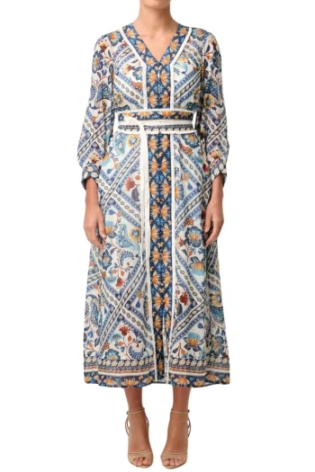 ONCE WAS Dresses-ALEXIS CONTRAST TRIM DRESS PRINT