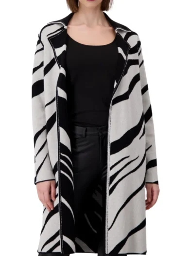 MONARI Jackets-ANIMAL SHIMMER REVERSIBLE COAT BLACK