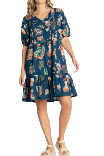 LULA LIFE Dresses-ARRIBA DRESS NAVY
