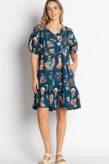 LULA LIFE Dresses-ARRIBA DRESS NAVY