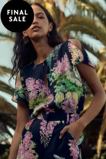 ONCE WAS Tops-AUGUSTINE WATERFALL TOP NAVY