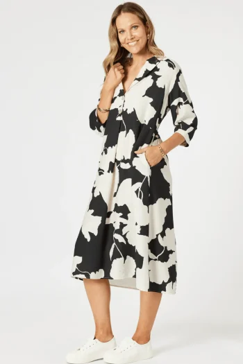 CLARITY Dresses-BARCELONA DRESS BLACK-NATURAL