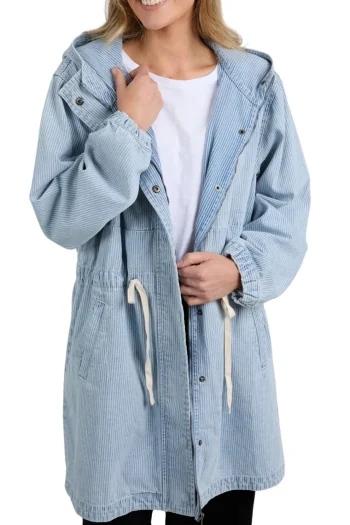 ELM Jackets|Winter Style-BENNETT DENIM PARKER BLUE-WHITE