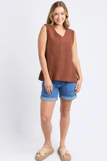 FOXWOOD Tops-BERMUDA TOP CHOCOLATE