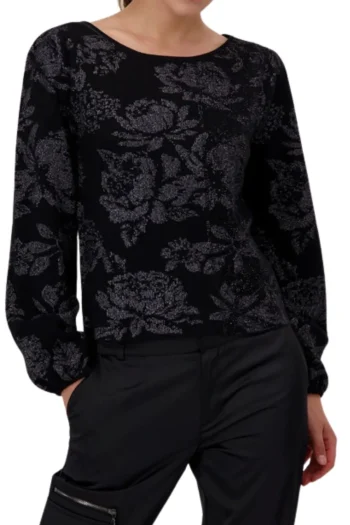 MONARI Tops|Weekend Edit-FLORAL KNIT BLACK
