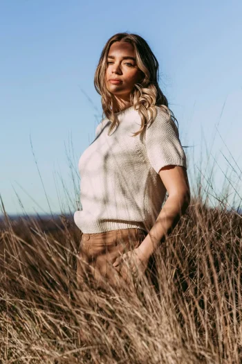 FOXWOOD Tops|Winter Style-BLAIR S/SLV KNIT VINTAGE-WHITE