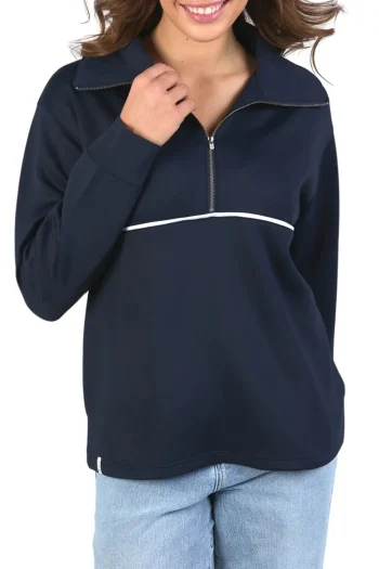 ELM Tracksuits|Track Tops-BONNIE HALF ZIP SWEAT NAVY