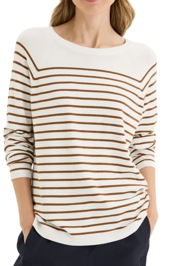 YARRA TRAIL Jumpers|Weekend Edit-BORDER STRIPE KNIT NUTMEG