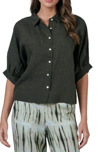 NATURALS BY O AND J Shirts-BUTTON UP SHIRT LICORICE