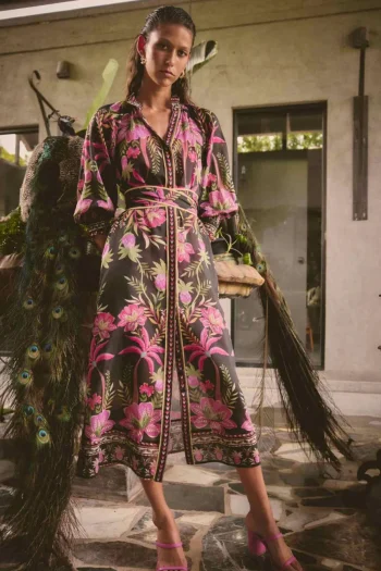 ONCE WAS Dresses-CARMEN SILK COTTON DRESS PRINT