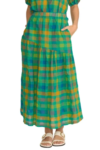 FOIL Skirts-CHECKMATE SKIRT GREEN