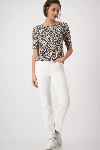 MONARI T Shirts|Tops-CHEETAH TEE COFFEE