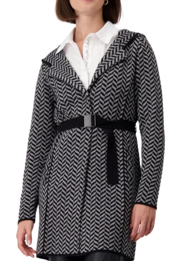 MONARI Jackets|Weekend Edit-CHEVRON COAT STEEL