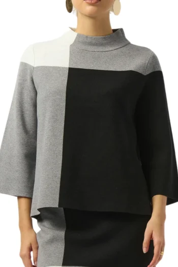 JOSEPH RIBKOFF Jumpers|Winter Style-COLOUR BLOCK PULLOVER BLACK-GREY