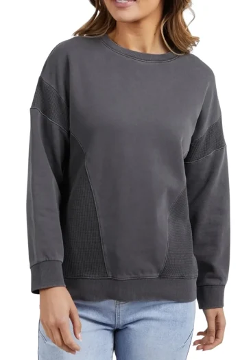 FOXWOOD Tracksuits|Track Tops-COMMUTE CREW -55X0211 CHARCOAL