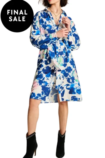 POM Dresses-CRANE BIRDS DRESS BLUE