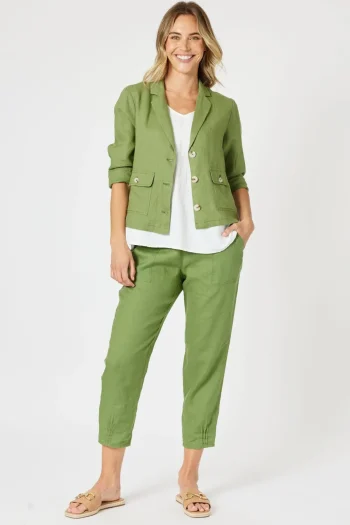 GORDON SMITH Jackets|Weekend Edit-DANIELLE LINEN JACKET BASIL