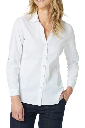 GORDON SMITH Shirts|Winter Style-EMMA RIB DETAIL SHIRT WHITE