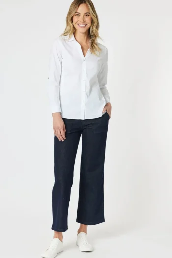 GORDON SMITH Shirts|Winter Style-EMMA RIB DETAIL SHIRT WHITE