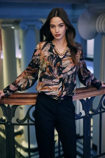 LOOBIES STORY Blouses|Winter Style-FEATHERINGTON BLOUSE BLACK