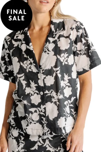SARA FOX Shirts-FLORENCE S/S SHIRT BLACK-WHITE