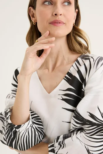 YARRA TRAIL Tops|Weekend Edit-FROND TOP BLACK-WHITE