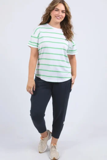 ELM T Shirts-HALLI TEE WHITE-GREEN