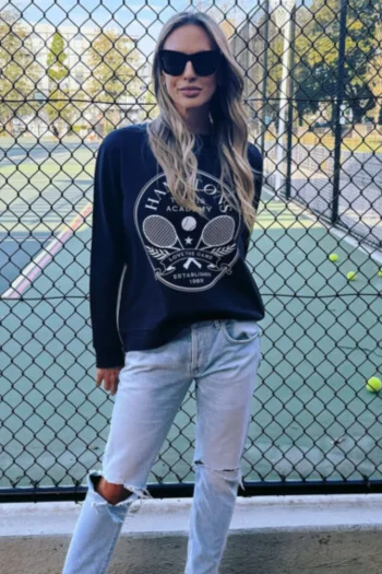 SOPHIE MORAN Tracksuits|Track Tops-HAMPTONS SWEATER NAVY-WHITE