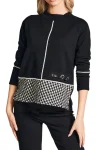 PERUZZI Jumpers|Winter Style-HERRINGBONE TRIM KNIT BLACK