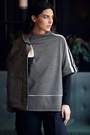 PERUZZI Tops-HOUNDSTOOTH TOP BLACK