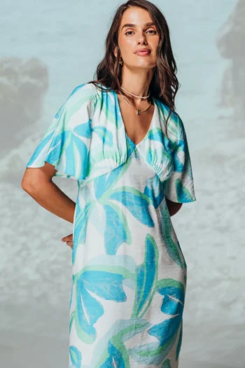 FOXWOOD Dresses-IVES MIDI DRESS AQUA