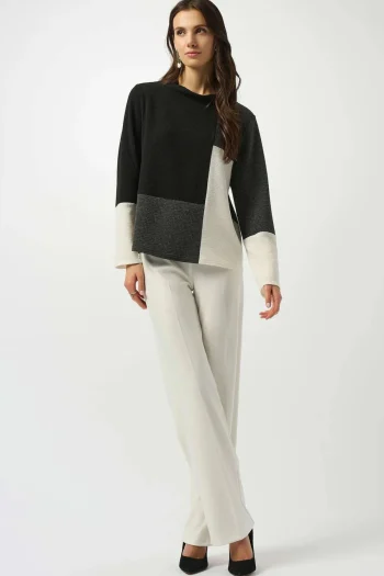 JOSEPH RIBKOFF Jumpers|Winter Style-JACQUARD KNIT BLACK-GREY