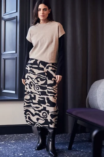 PERUZZI Skirts-JACQUARD PRINT SKIRT BLACK