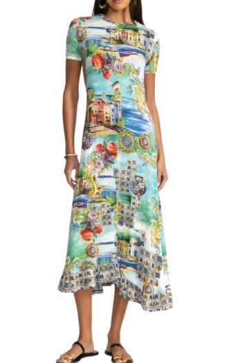 JOHNNY WAS Dresses-JANIE ASYMMETRIC HEM DRESS MULTI