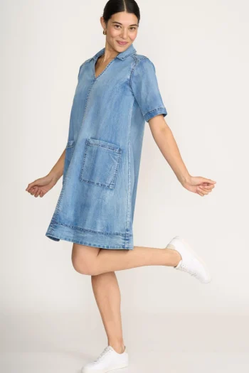 FOIL Dresses-JEAN-IOUS DRESS BLUE-WASH