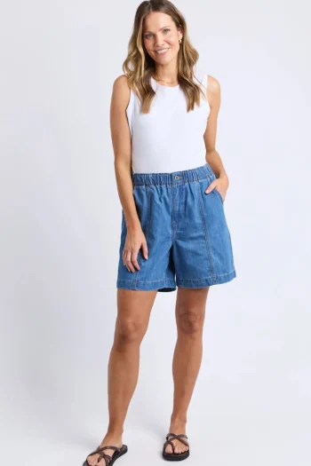 ELM Shorts-JOVIE DENIM SHORT MID-BLUE