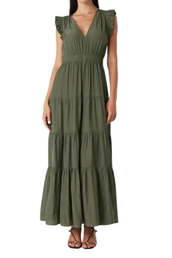 CABLE Dresses-KAHLO MAXI DRESS OLIVE