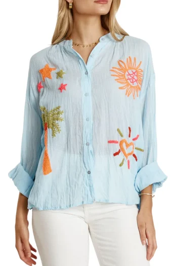 LULA LIFE Shirts-KEZIAH SHIRT BLUE