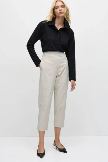 MELA PURDIE Tops|Winter Style-KICK COLLAR POLO BLACK