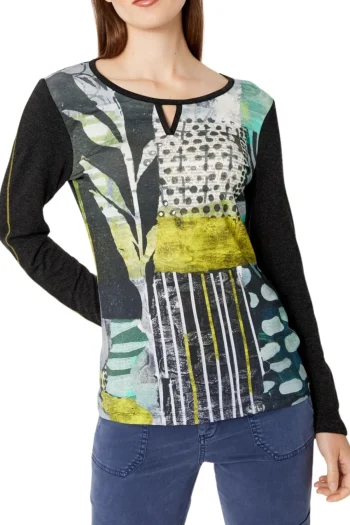 DOLCEZZA Tops-KNIT PULLOVER LEAF