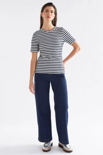 ELK T Shirts|Tops-KULLAN RIBBED T SHIRT WHITE-INK