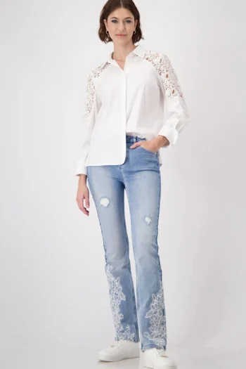 MONARI Shirts|Weekend Edit-LACE SHIRT WHITE