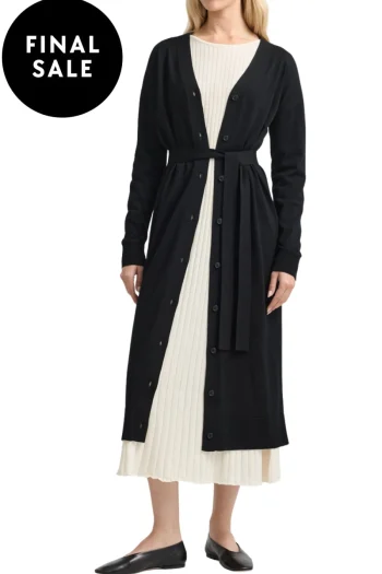 TOORALLIE Cardigans-LONG V CARDIGAN BLACK