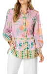 HAMMOCK AND VINE Shirts-MARDI GRAS PRINT SHIRT PINK