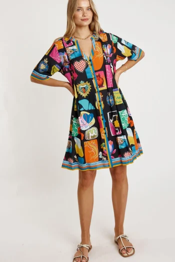 LULA LIFE Dresses-ODETTE TUCK DRESS BLACK