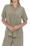 SARA FOX Shirts-PALOMA SHORT SLEEVE SHIRT PUMICE