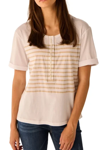 LANIA Tops|Travel Essentials-PEARL STRIPE TOP
